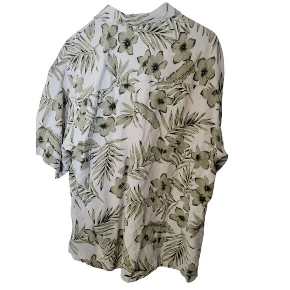 Men's Island Republic Tan Olive Black Floral Camp Shirt Sleeve Button Beach XXL - Picture 3 of 3